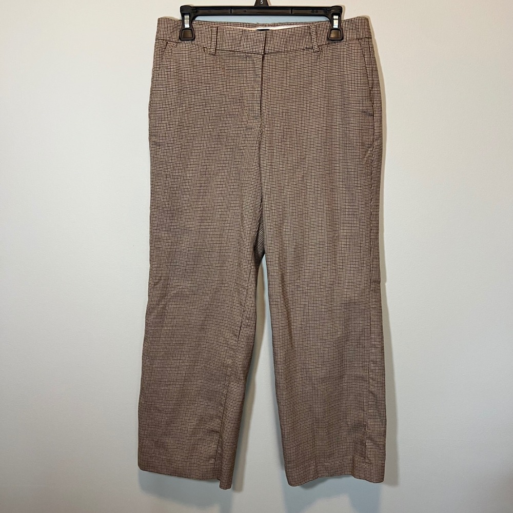 J. Crew Women's Brown‎ Houndstooth Straight Leg Trousers Plaid Dress Pants 6